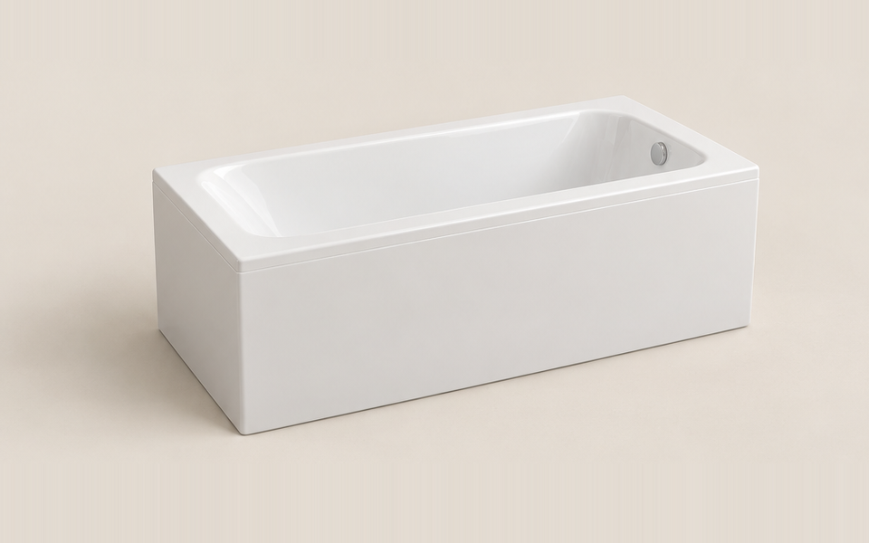 Short Rectangular Bathtub from Soak Bath on a plain studio background