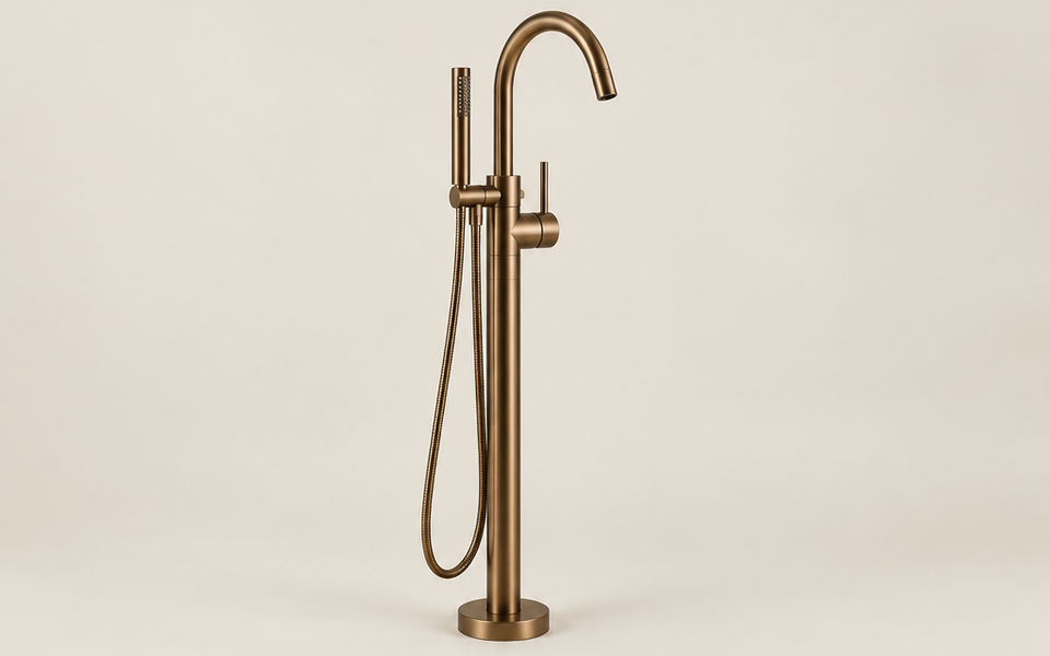 Floor-standing Bath Mixer from Soak Bath on a plain studio background