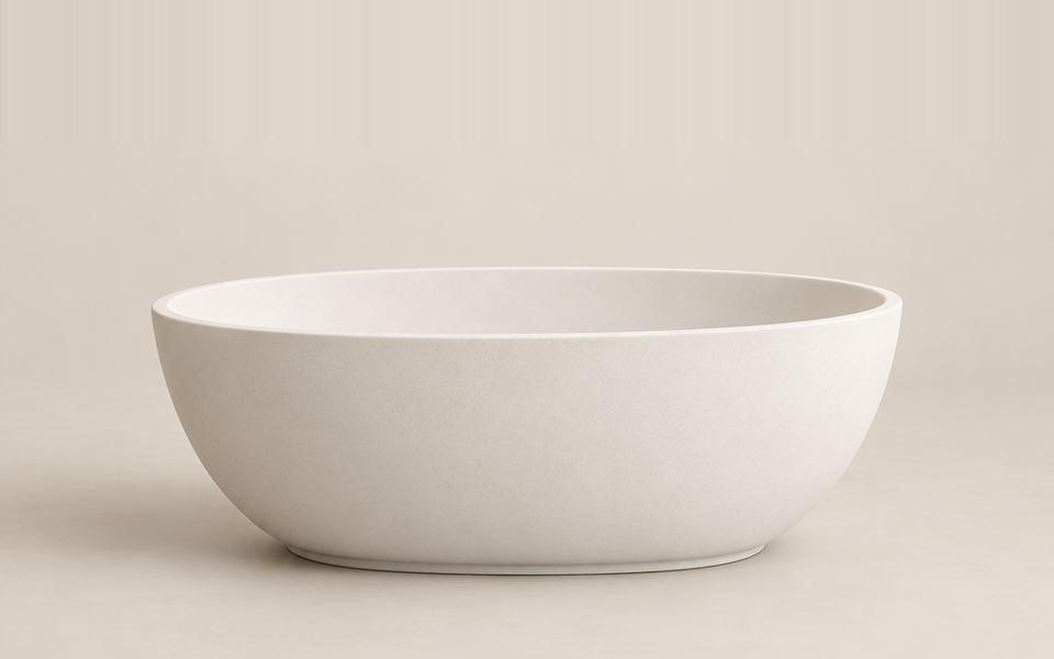 Oval Freestanding Bathtub from Soak Bath on a plain studio background